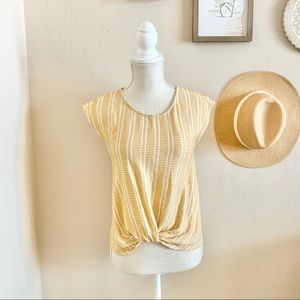 Anthropologie Textured Stripe Knot Front Top